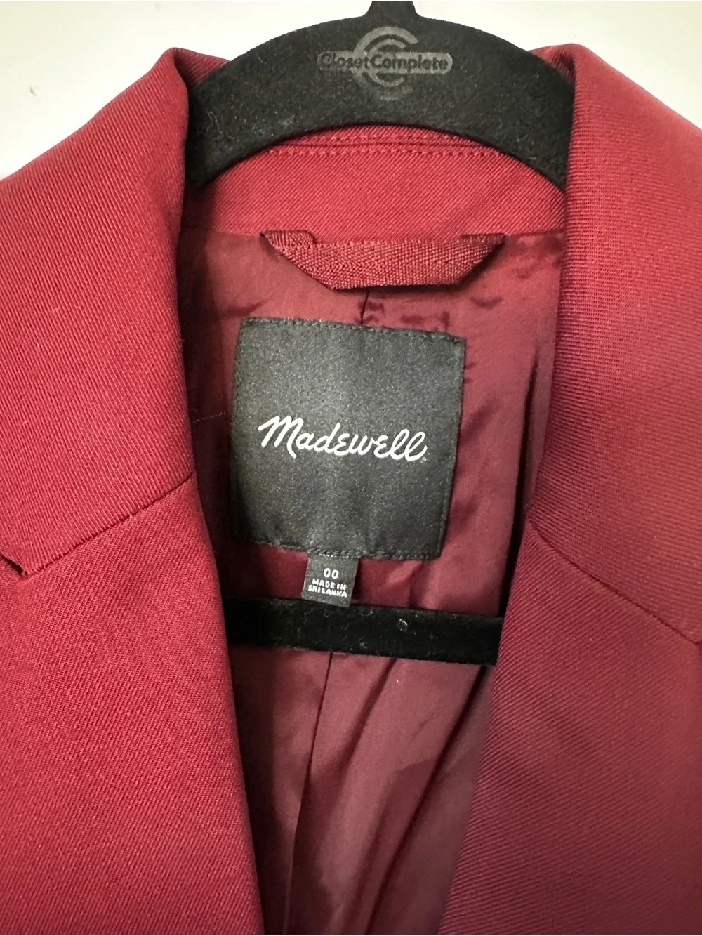 Madewell Women's Burgundy Single-Button Blazer Size 00 - Picture 14 of 14